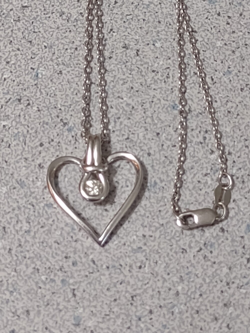 Sterling+Diamond Heart Necklace